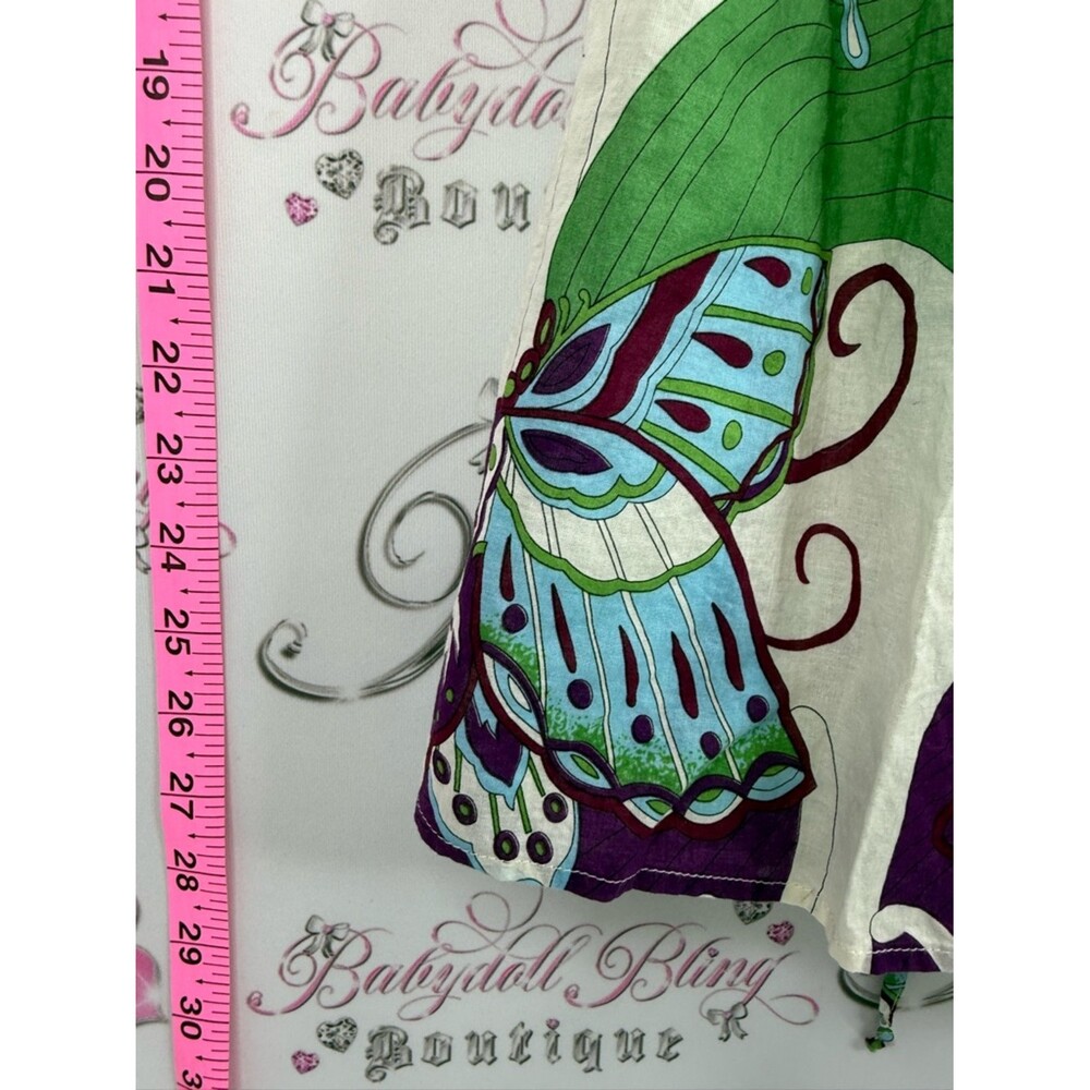 725 originals shirt, jewels Butterfly Print Puff Sleeve Top — Purple & Green - Picture 8 of 12